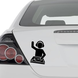 DJ Music Turntable for Car Truck Motorcycle Windows Bumper Laptop Home Wall Decor Vinyl Sticker Decal - Size [8 in/20 cm] Tall Color- Gloss White