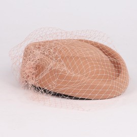 HIMESPORT Khaki Wool Felt Fascinator Hats for Women Ladies Lady Elegant Tea Party Dress Church Cocktail Beret Derby Pillbox Hat with Veil