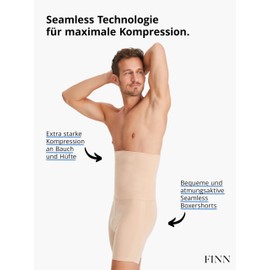 FINN Shapewear Men's Tummy Control Boxer Shorts without Seams - Strong Shaping Body Shaper Compression Shorts - Seamless Bodice Pants with High Waist for Men, skin-coloured