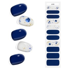 KING HORSE Semi Cured Gel Nail Strips Extra Long Gel Nail Stickers Salon-Quality Long Lasting Nail Wraps for Women (Bluelover L06)