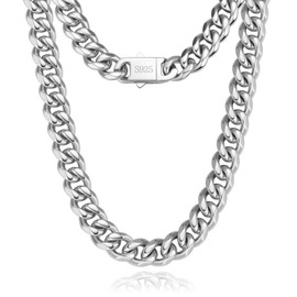 Silver Cuban Link Chains for Men Mens Jewelry for Mens 316l Stainless Steel Chain Necklaces for Man Silver Cuban Chain for Men Women Valentine's Day Gifts for Him Birthday Gift for Man Mens 9mm 20 In