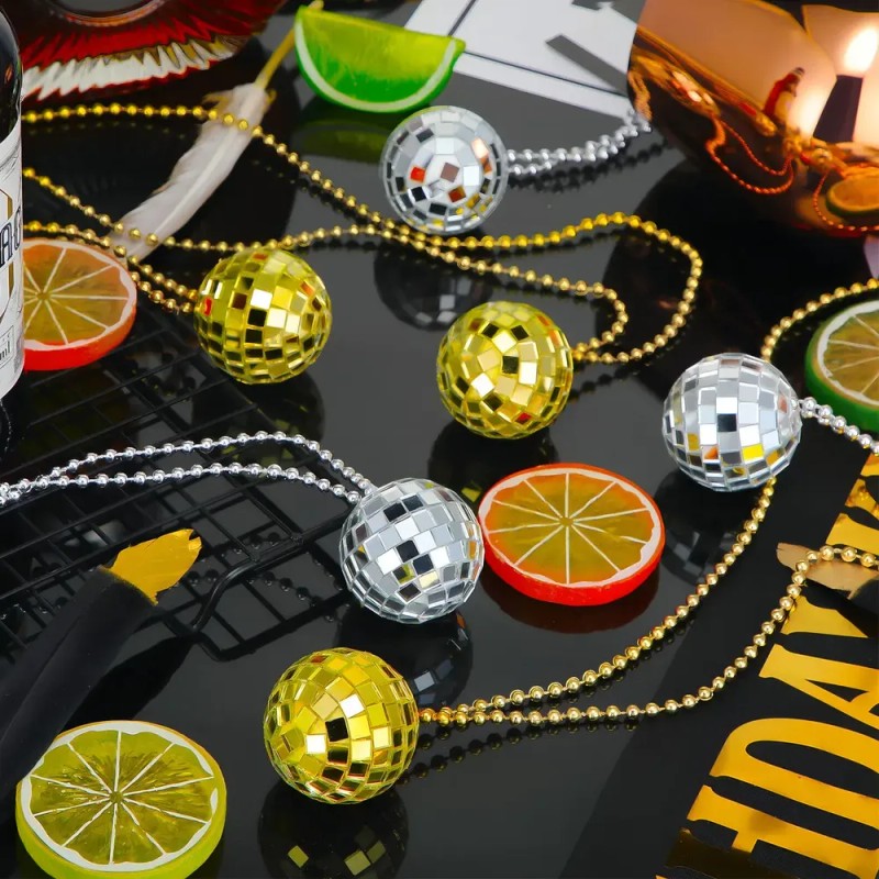 Collares Disco Eamoil Pack 20 Unid Dorado Plateado 76cm Bola
