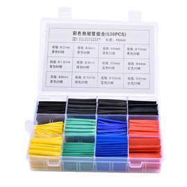 Skweawert 530pcs 12 Sizes Thickened Wire Heat Shrink Tubing Kit Multi Color Pre-Cut Assorted Sleeving Tubes Low-Voltage Insulated for Mobile Phone Data Cable Repair DIY