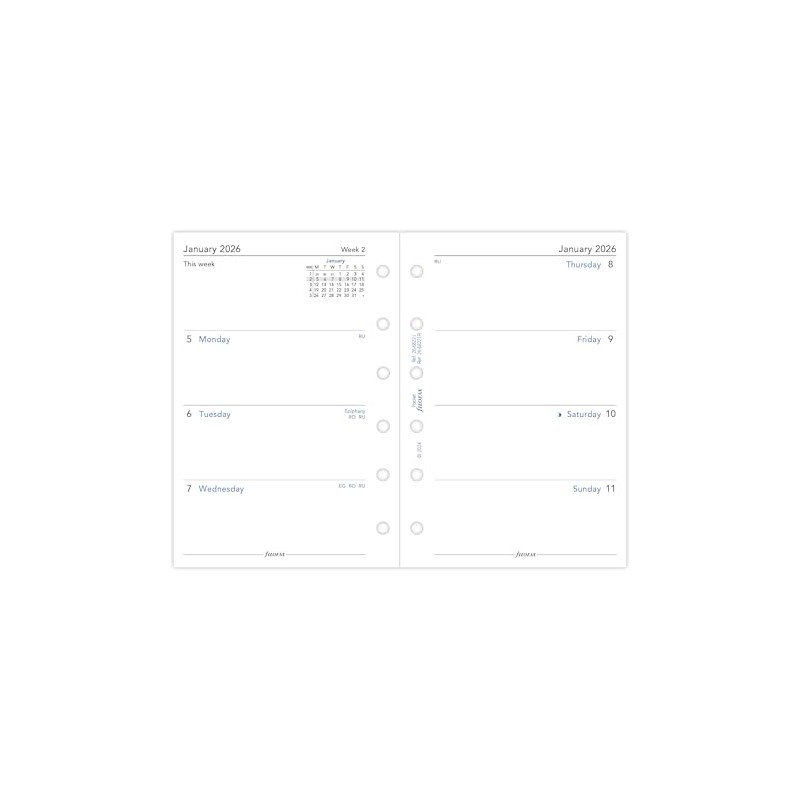 Pocket Week on two pages English recycled paper 2026 diary