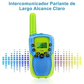 2 Pzs Walkie Talkies con Linterna LCD, Camping Juguetes Radios para Niños 3 a 12 Años, Walki Talki de Largo Alcance de 3KM con 10 Tonos de Llamada, 38 Códigos de Privacidad, Regalos para Fiesta