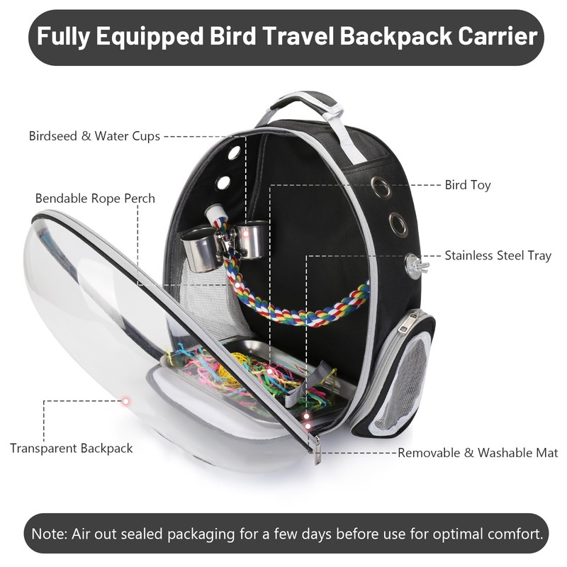 Bird Backpack Carrier, Travel Bird Cage for Small Medium Size