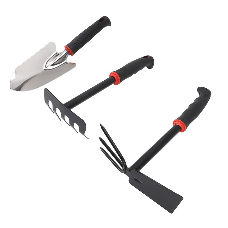 3PCS Garden Tool Set Iron Stainless Steel Five Teeth Rake