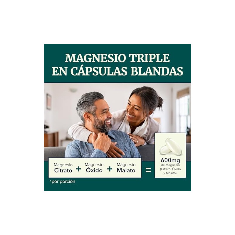 Nobi Nutrition Magnesio Complex Citrato, Malato y Óxido, 60 Unidades