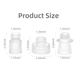 Taper Glass Candlestick Holders Set of 6, Tealight Candle Holders Small Centerpiece for Wedding, Festival, Party & Windowsill Decor, Clear