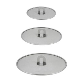 Splatter Screen for Frying Pan Set of 3 - Stainless Steel Grease Splatter Guard for Frying Pan with Flat Knob - Mesh Frying Pan Splatter Guard, 11.4", 9,8", 8.3"