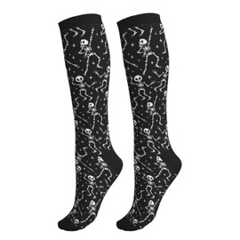 oyebn Dancing Skeleton Compression Socks Women and Men 15-20mmHg-Circulation Support Socks for Athletic Running Cycling