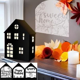 XingXiuSis LED House Lantern with Color Changing Projector, Rechargeable Indoor Outdoor Light, Holiday Slides, Battery Powered