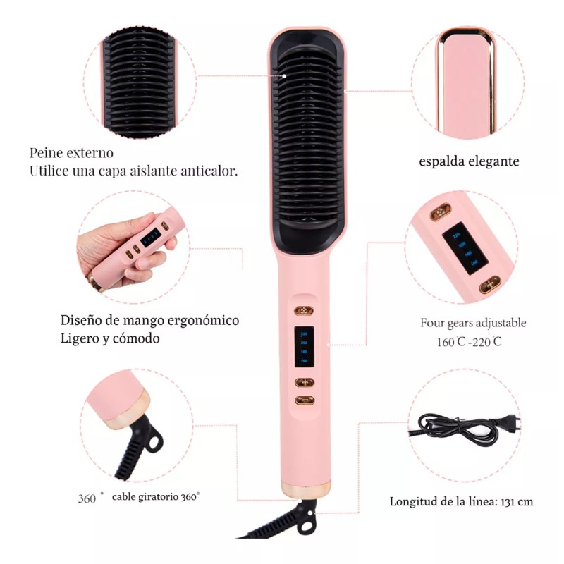 Plancha De Pelo 2 En 1, Peine Caliente, Alisador Y