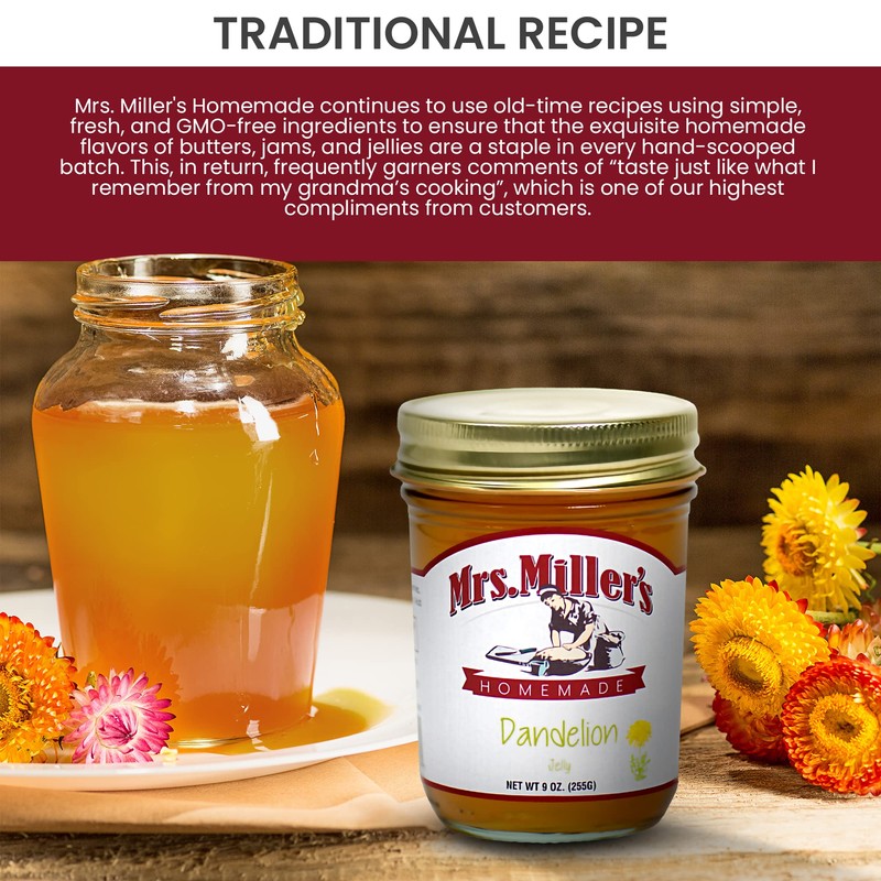 Dandelion Jelly: 3 Jars Mrs. Miller's Homemade