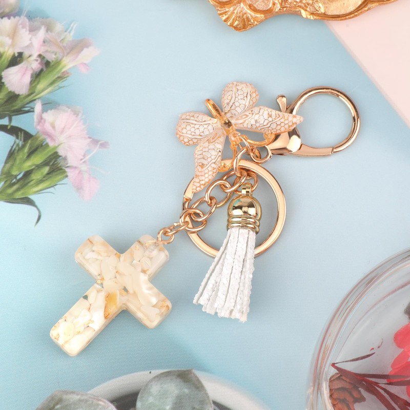 MWOOT Alphabet Initial Letter Keychain for Women Butterfly Cross Keychains