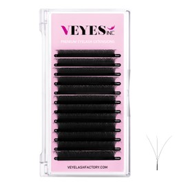VEYES YY Lash Extensions C & D Curl 9-15mm Mixed Length Premade Volume Eyelash Fans, Professional Lash Extension Supplies, Matte Black(3D W-Shape 0.07 D-curl 9-15mm)