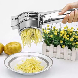YHSKJCD Manual Potato Ricer, Thickening Stainless Steel Potato Ricers with 3 Hole Discs, Multi-Purpose Potato Masher, for Mashed Potatoes, Baby Food, Juicing, Lemon Squeezing