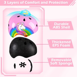 Unicorn Castle Kids Bike Helmet Toddler Helmet Age 3-8 Years Adjustable Skateboard Helmet for Girls Boys Cycling Skateboard Inline Skating Scooter,Pink