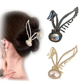 Crystal Hair Clipsï¼2pcs Diamond Metal Hair Claw Clipsï¼ Rabbit Rhinestone Hair Clips, Sparkly Hold Hair Jaw Clips Accessories for Women Girls Headwear Gifts