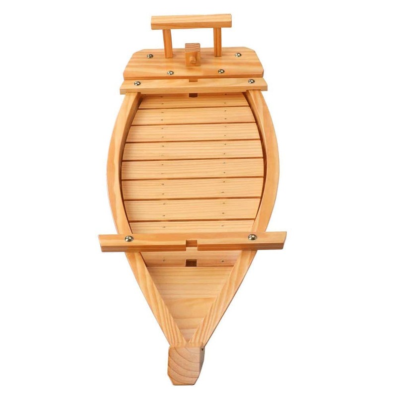 BIPEGE Wooden Sushi Boat Serving Tray, 24 Inch Sushi Plate
