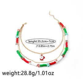 twinkle eye Multi-Layer Christmas Choker Necklace For Women Cartoon Polymer Clay Beaded Christmas Necklace Candy Christmas Tree Pendant Necklace For Women