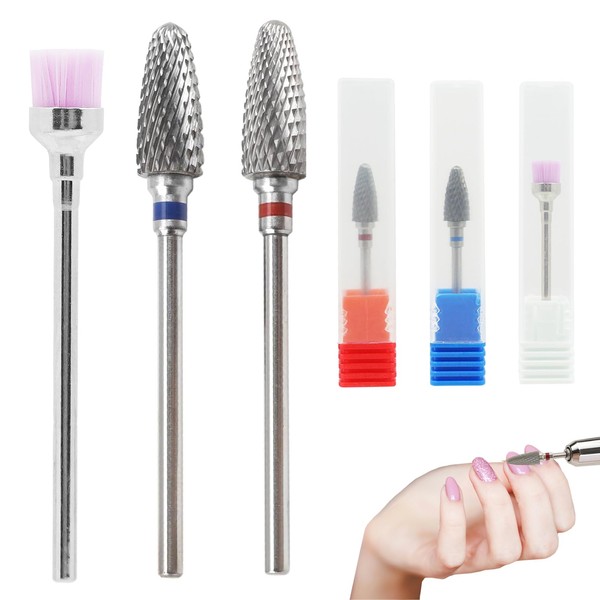 3 Pack 3/32" 5 in 1 Nail Drill Set, Tungsten