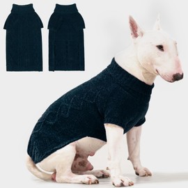 BINGPET Medium Dog Sweater,Warm Turtleneck Pet Dog Sweaters for MediumDogs boy Girl,Fall Classic Knit Turtleneck Thick Warm Girl Dog Sweater,Dog Clothes for Corgi,French Bulldog(Blue,M)
