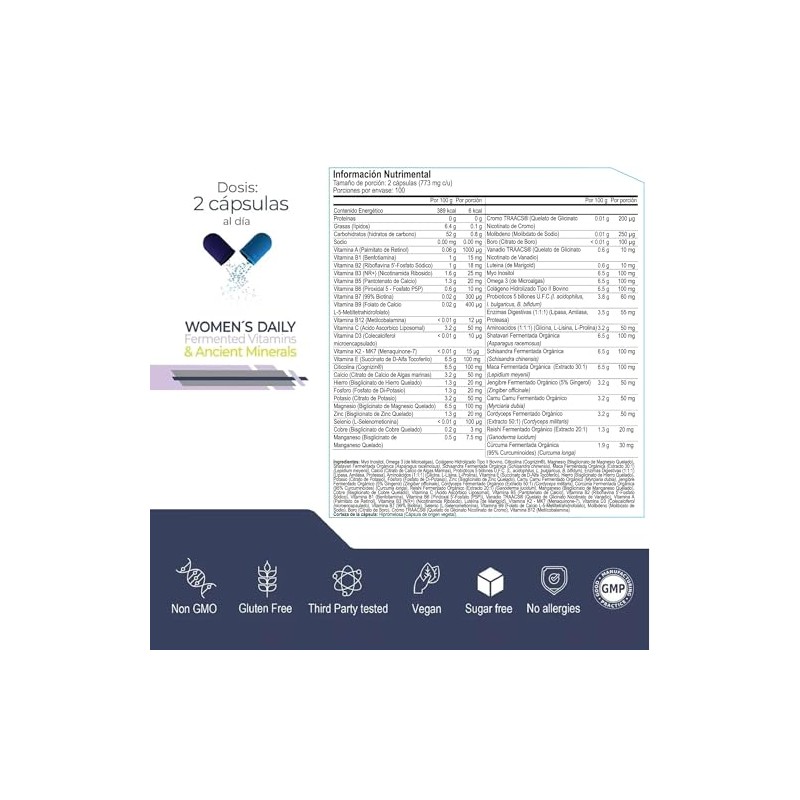 Eternal Nutrition Women Daily Multivitamínico Mujer 200 Cápsulas Vitaminas Minerales