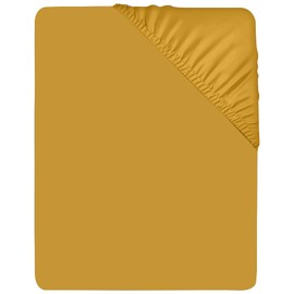 West Midlands Homeware Super King Fitted Sheet Soft Brushed Microfibre Fabric Bed Sheets Extra Deep Pocket Shrinkage & Fade Resistant Deep Fitted Sheets Breathable Washable, Ochre