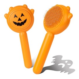 Awpland Self-Cleaning Dog & Cat Slicker Brush, Skin Friendly Deshedding Grooming Tool for Long or Short Haired Dogs Cats Rabbits, Dog Shedding Brush with Release Button - Pumpkin