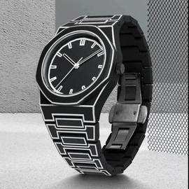 FANMIS Men's Anime-Inspired Fashion Sketch Wristwatch Minimalist Creative Wormhole Design Watch Stylish and Durable Timepiece for Men's Sports Watch (B Black)