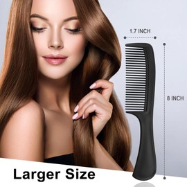 Gisdo Pack of 10 Combs, Plastic, Black, 8 Inch, Wide and Dense Teeth Design, 10 Pieces Individually Wrapped, For Hotel, Airbnb, Shelter/Homeless/Nursing Home/Charity Use