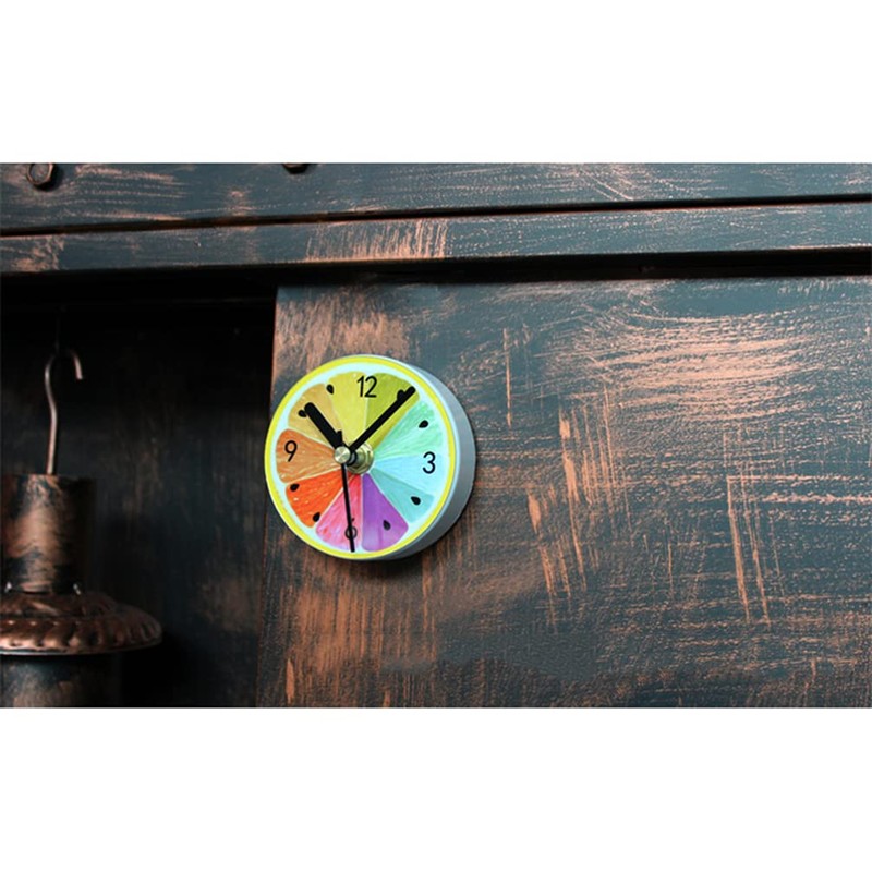 Beavorty Cute Boys and Girls Fridge Clock Magnet Round Fruit
