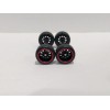 Unbranded 1:64 Scale 11mm 10 Spoke Black Wheels w Red