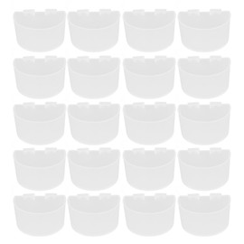 20Pcs Bird Food Bowl Plastic Parrot Water Feeding Cup Birdcage Feeder Trough Set Kit White 11x6cm / 4.33x2.36in