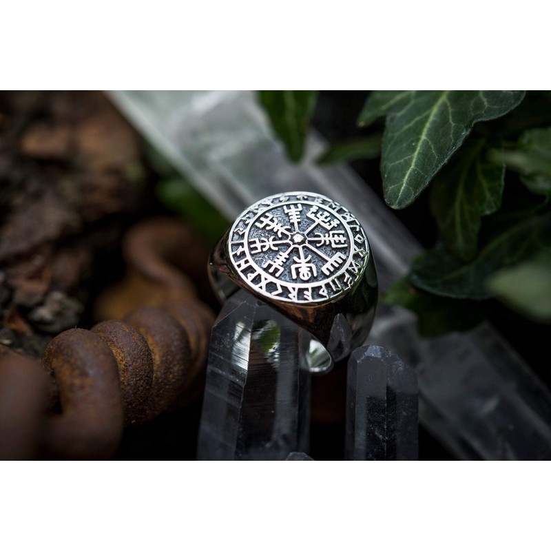 Windalf Rune Vikings Ring VEGVISIR 18 mm Viking Compass Signet