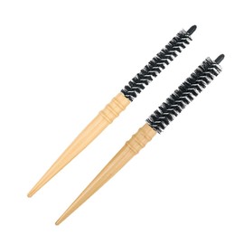 SAFIGLE 2Pcs Wooden Roll Hair Brush Blow Drying Static Hairbrush with Comfortable Grip Decorative Design for Smoothing and Styling Hair for Home Use