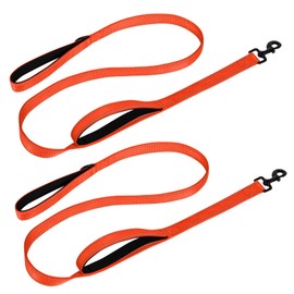 Aepeasti Dog Leash for Medium to Large Dogs with Two Padded Handles 5FT/6FT, Double Handle Dog Leash, Reflective Training Lead, Durable Traffic Leashes(5FT,Orange and Orange(2-Pack))