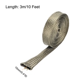 Sourcing Map Heat Shield Sleeve, 0.4" ID, 10 Feet Titanium Color Heat Wrap 800 Degree for Wires