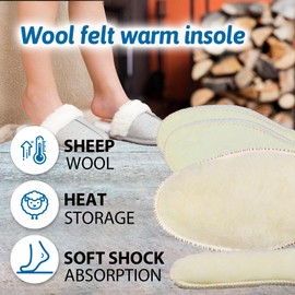 2 Pairs of Winter Insoles, Plush Insoles, Insoles for Cold Weather, Breathable Insoles for Winter Shoes, Warm Insulating Winter Shoe Insoles Made of Wool (EU 41/25.5 cm)