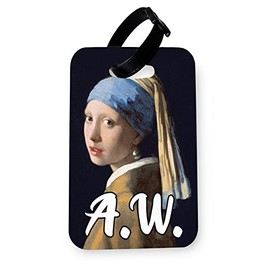 Lopo WTF | Custom Pearl Earings Initials | Printed Art Faux Leather Passport Cover/Luggage Tag (Luggage Tag)