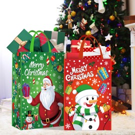 VEYLIN Christmas Large Gift Bags, 4 Pack Xmas Present Bag Extra Large Santa Gift Sack Bag Wrapping Decoration (19.2 x 6.6 x 25.5 Inch)