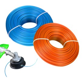 Pack of 2 Trimmer Line 1.65 mm x 60 m, Mower Line Trimmer Line for Grass Trimmer Threads, Round Brush Cutter Thread, Replacement Thread Nylon Thread for Grass Trimmer Spools Brush Cutter (Blue, Orange