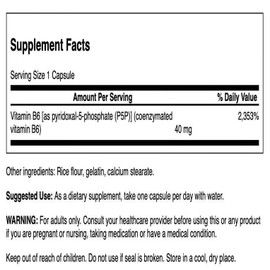 Swanson P-5-P (Pyridoxal-5-Phosphate) Coenzymated Vitamin B-6 40 Milligrams 60 Capsules