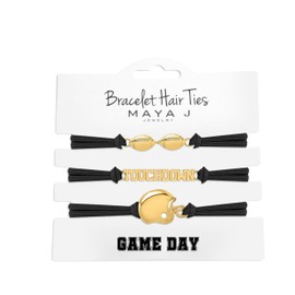 Maya J Bracelet Hair Ties Game Day Yellow Football with Black Elastics, Set of 3