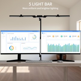 EPABINA Architect Desk Lamp with 5 Light Bars for Home Office, 32.5Inch Long Led Desk Light with Clamp, 24W Tall Foldable Computer Lamp with Swing Arm, Bright Table Light for Desktop Working Drafting