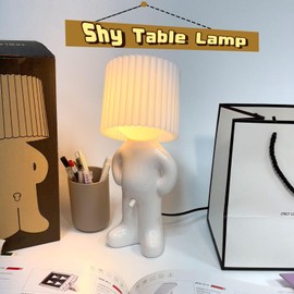 MINILIF Funny Shy Boy Table Lamp，Novelty Plug-in Table Lamp for Home, Office, Bedroom, or Desk Decor - Gift Idea for Christmas, Valentine's Day, or Birthdays