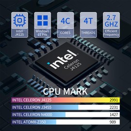 HEIGAOLAP Mini PC Stick, Fanless Mini Desktop Computer, J4125 8GB 256GB(up to 2.7GHz), USB-C Small PC, USB3.0 X 2 Gigabit Ethernet 4K 60Hz, WiFi BT 5.2 HDMI 2.0 for Business Industrial IOT Media Home