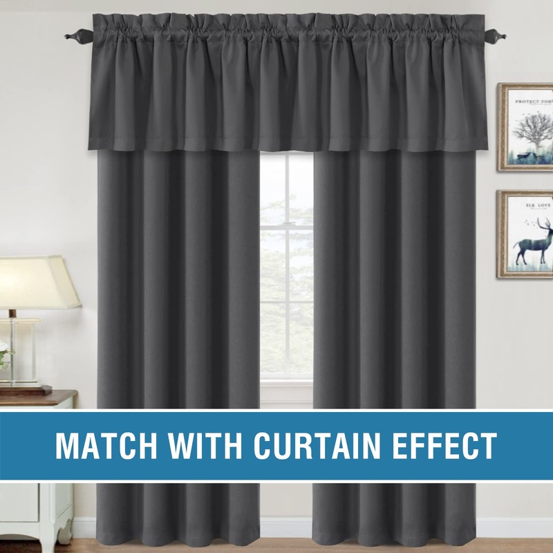 H.VERSAILTEX 100% Blackout Curtain Valances for Kitchen Windows/Bathroom/Living Room/Bedroom Thermal