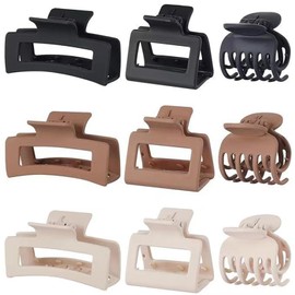 9PCS Matte Hair Clips Thick Thin Curly Straight Long Hair Non-Slip Square Large Hair Claw Clips Strong Hold Medium Hair Grippers Small Hair Clips